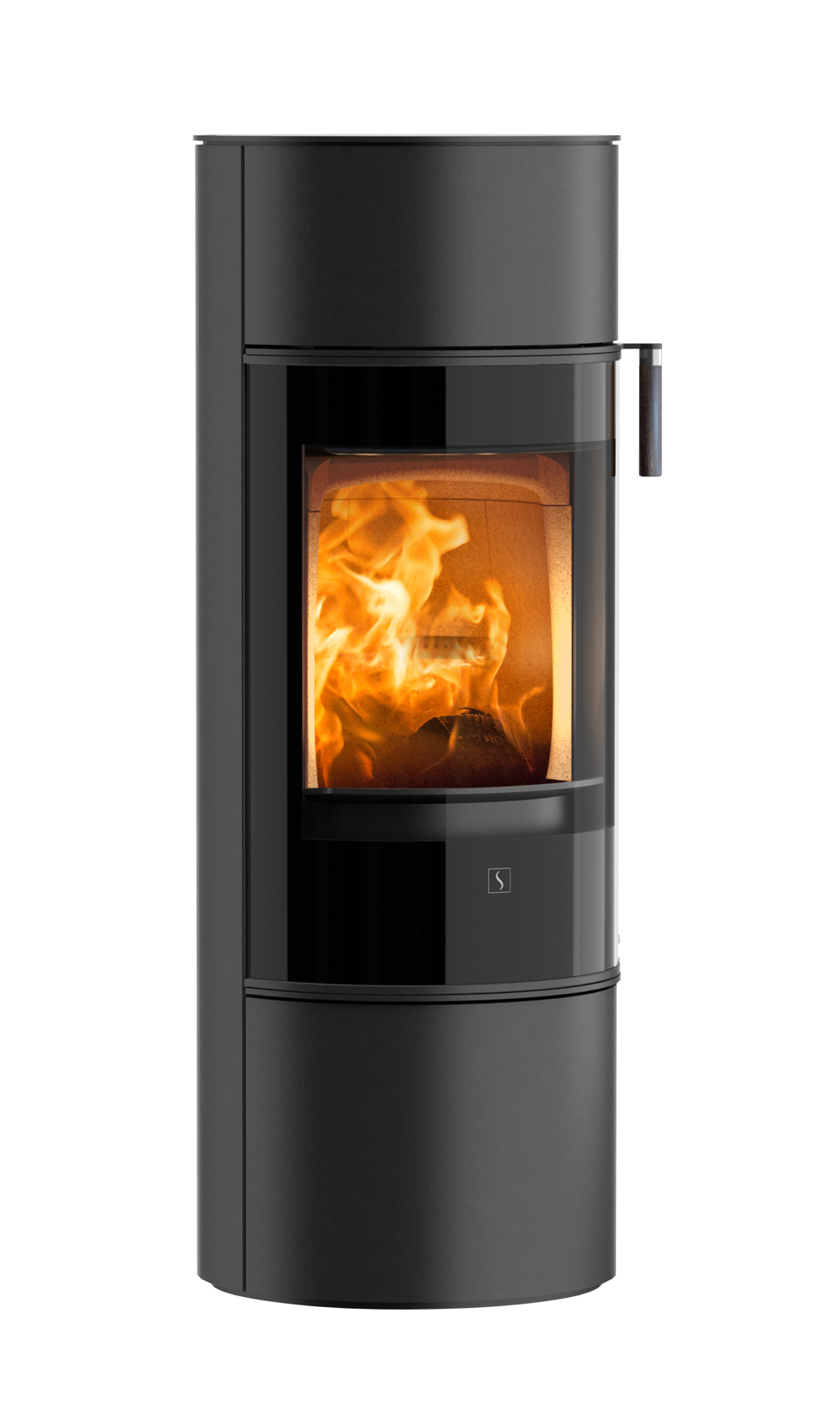 Round black wood-burning stove Scan 84 with black glass door