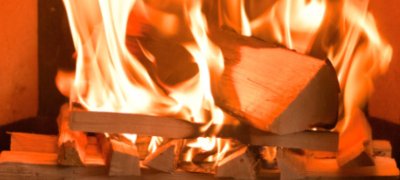 Close-up of burning wood