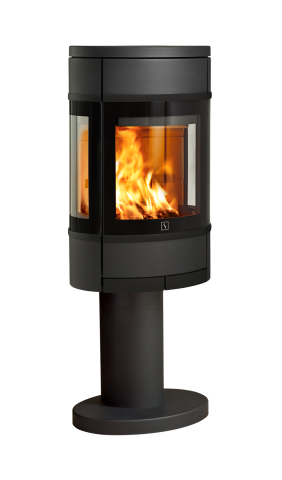 Sort vedovn på søylefot med sideglass Scan 68-10